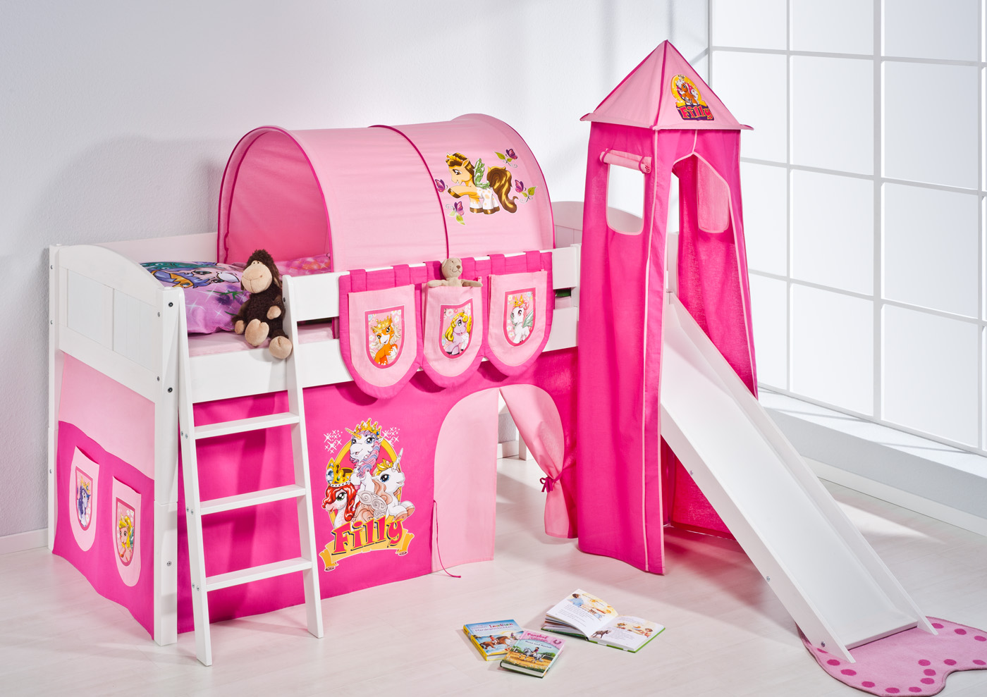 CHILDRENS CABIN BED MIDSLEEPER WITH TOWER + SLIDE 4106 BY LILOKIDS eBay