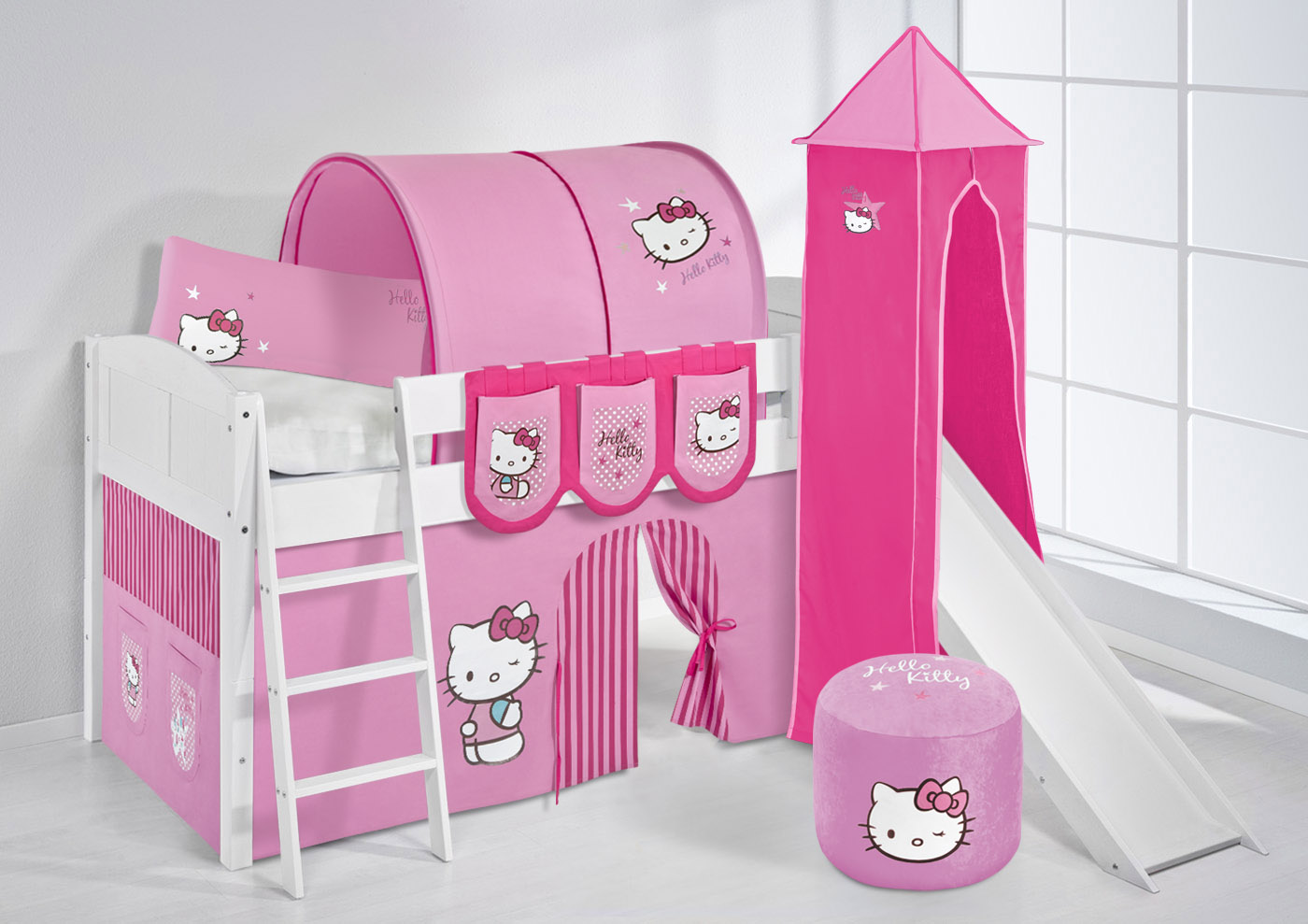 Spielbett hochbett kinderbett kinder bett mit turm und rutsche ... Bett mit rutsche