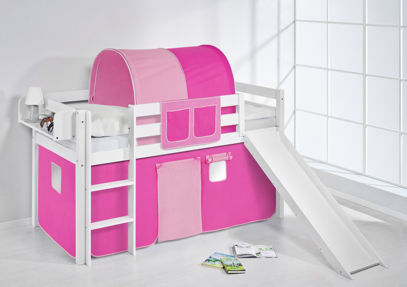 CABIN BED BUNK BED MIDSLEEPER HIGHSLEEPER JELLE + SLIDE + CURTAINS BY LILOKIDS eBay