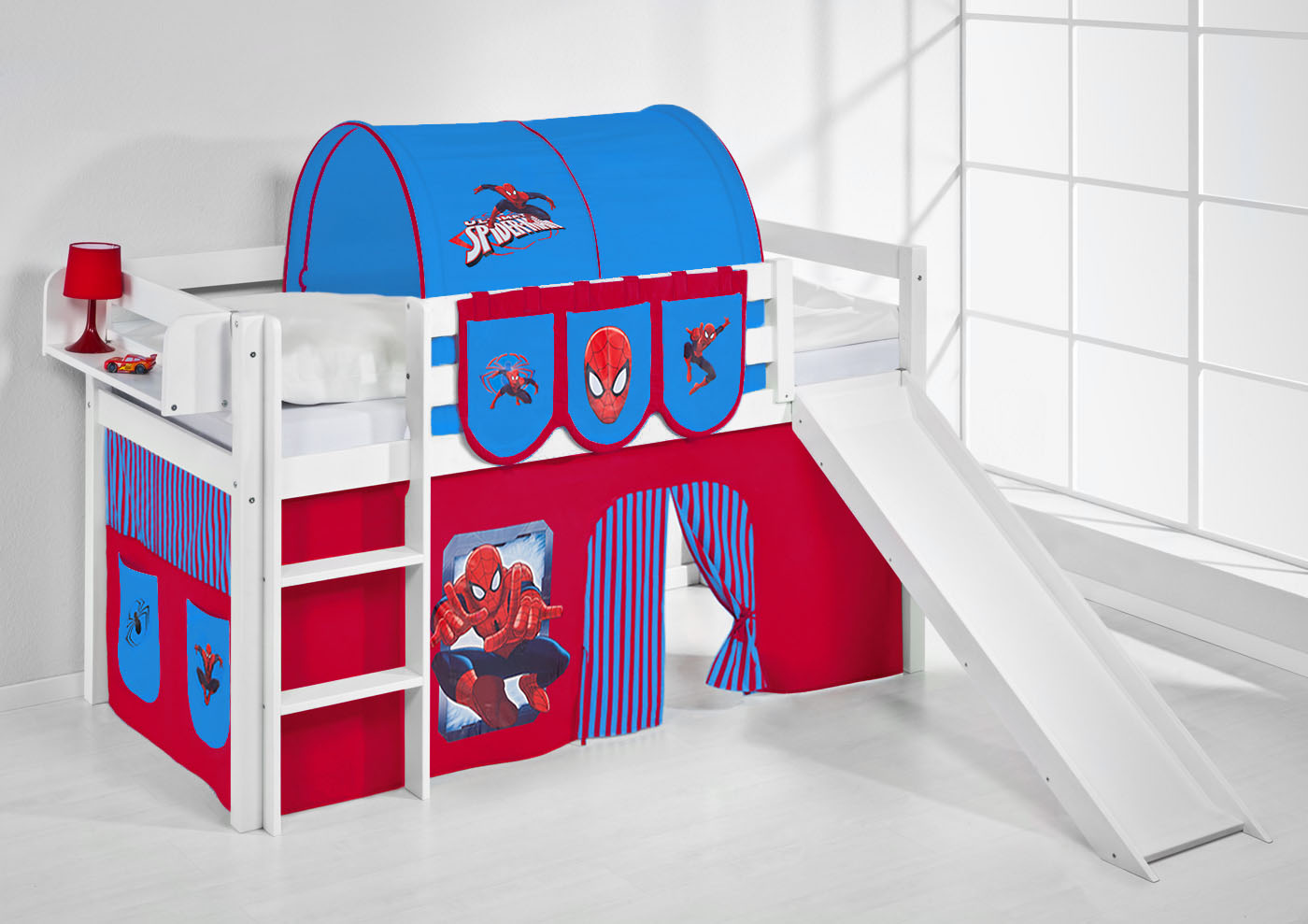 CABIN BED BUNK BED MIDSLEEPER HIGHSLEEPER JELLE + SLIDE + CURTAINS BY